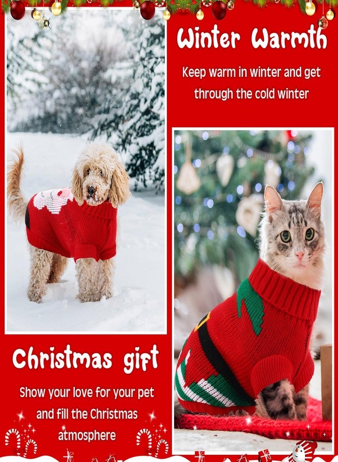 Yeyeplum 4 Pcs Puppy Christmas Sweater Dog Ugly Xmas Santa Knitted Sweater Small Dog Christmas Outfit Pet Winter Holiday Knitwear Cat Turtleneck Knitwear for Pet Kitten Puppy(M) - Image 3